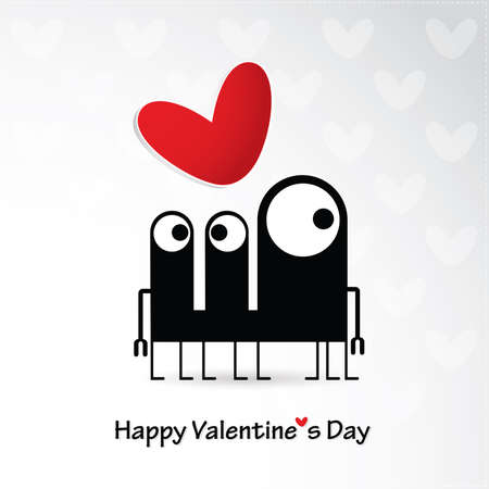 Cute monster with heartのイラスト素材