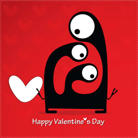 Cute monster with heartのイラスト素材