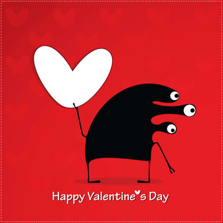 Cute monster with heartのイラスト素材