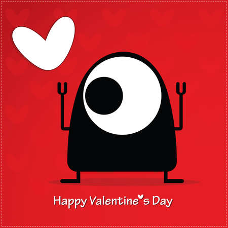 Cute monster with heartのイラスト素材