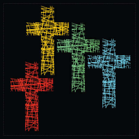 Set of four crosses  vectorのイラスト素材