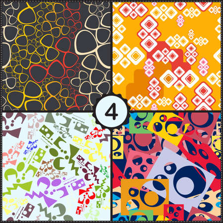 Vector set of four seamless pattern with decorative elementsのイラスト素材