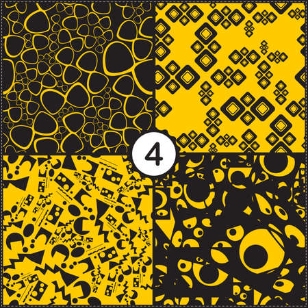 Vector set of four seamless pattern with decorative elementsのイラスト素材