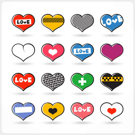 Set of different Valentine s Day hearts  のイラスト素材