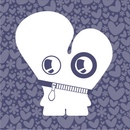 Monster on background with hearts and flowersのイラスト素材