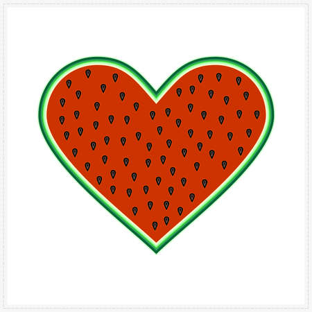 Watermelon in heart isolated on whiteのイラスト素材
