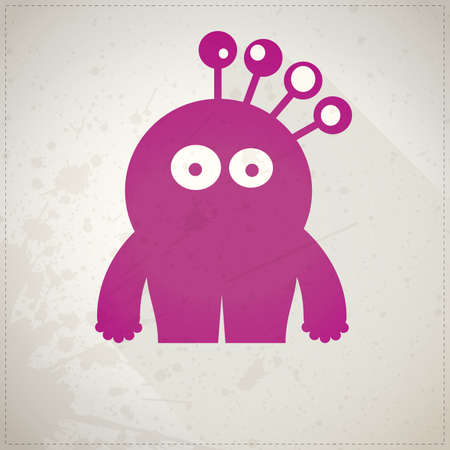 Cute monster on grunge background