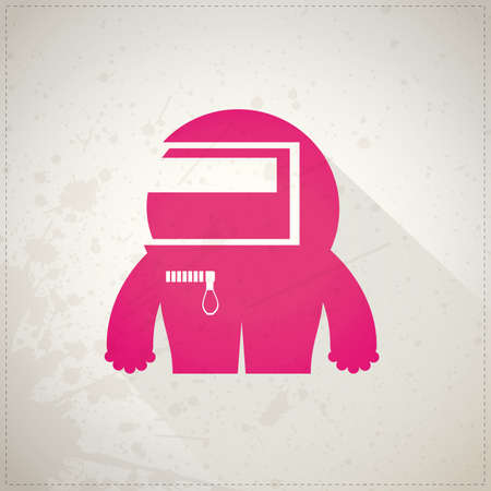 Cute monster on grunge backgroundのイラスト素材