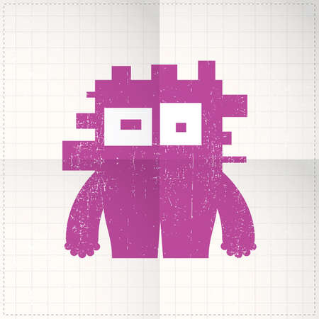 Cute monster on folded paperのイラスト素材