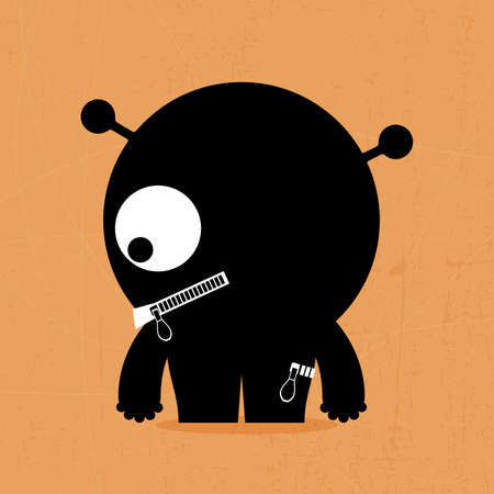 Monster on grunge backgroundのイラスト素材