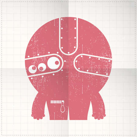 Cute monster on folded paperのイラスト素材