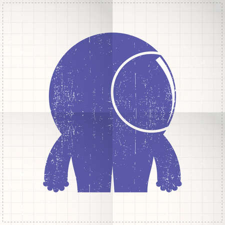 Cute monster on folded paperのイラスト素材