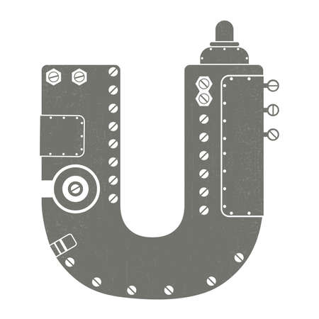 grunge letter U isolated on white  Steam-punkのイラスト素材