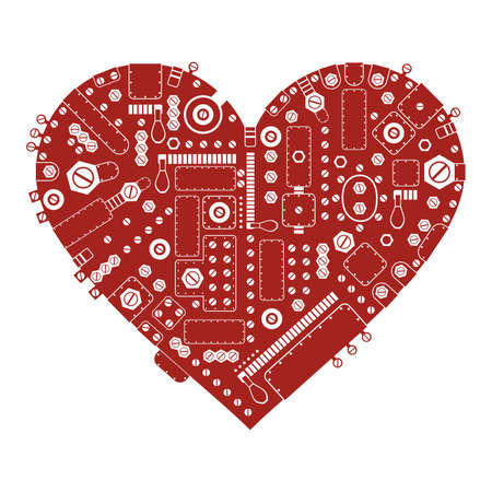 Steam-punk heart isolated on whiteのイラスト素材
