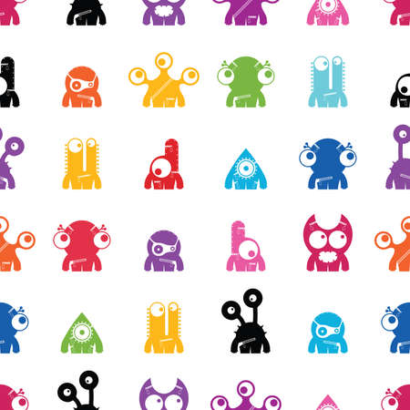 Monsters on white background - seamless patternのイラスト素材