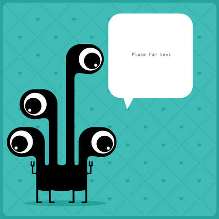 Cartoon monster with message cloudのイラスト素材
