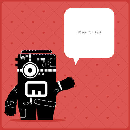 Cartoon monster with message cloudのイラスト素材