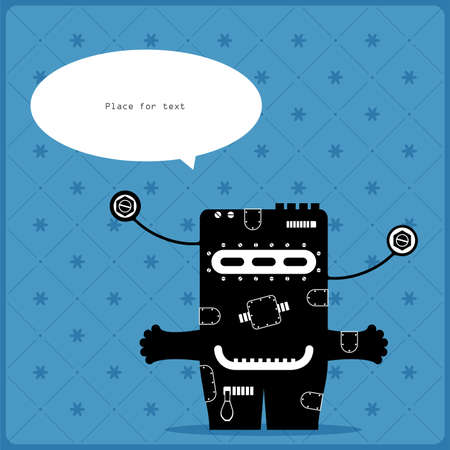 Cartoon monster with message cloudのイラスト素材