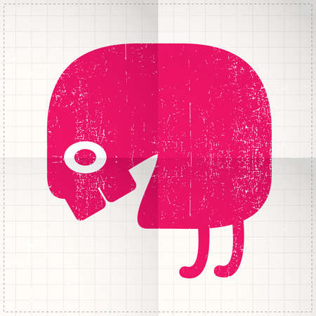 Cute monster on folded paperのイラスト素材