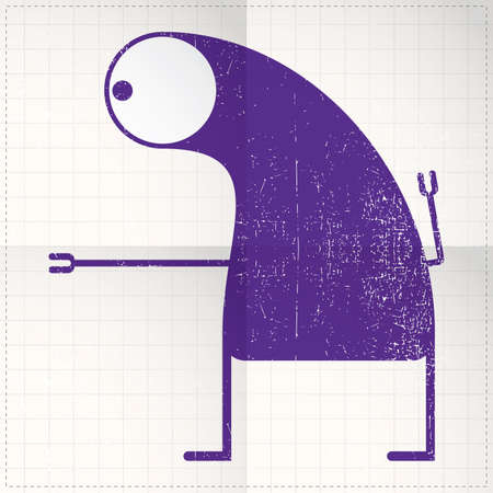 Cute monster on folded paperのイラスト素材