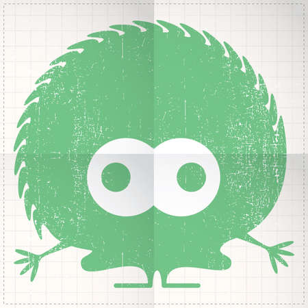 Cute monster on folded paperのイラスト素材