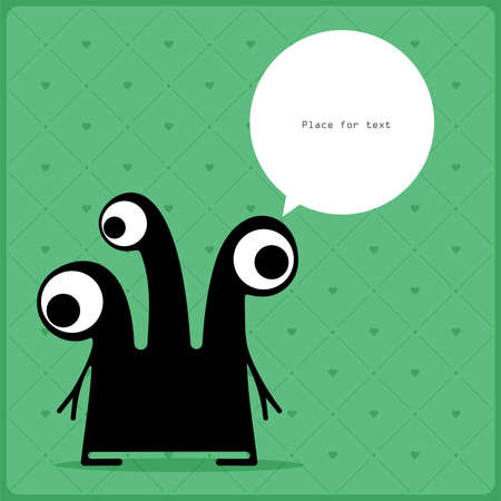 Cartoon monster with message cloudのイラスト素材