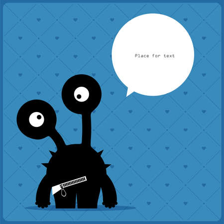 Cartoon monster with message cloudのイラスト素材
