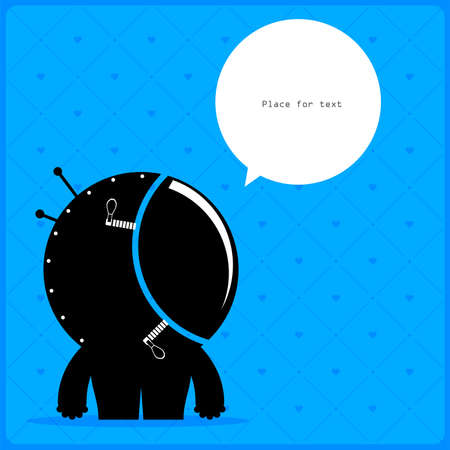 Cartoon monster with message cloudのイラスト素材