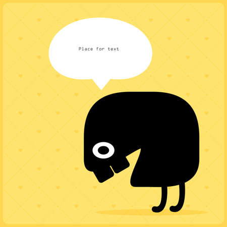 Cartoon monster with message cloudのイラスト素材