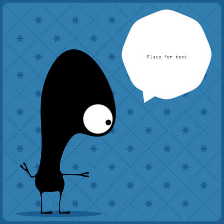 Cartoon monster with message cloudのイラスト素材