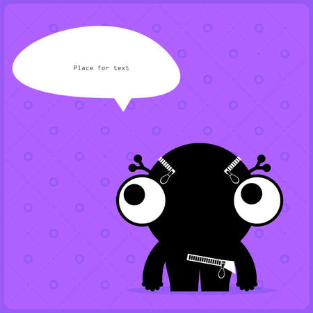 Cartoon monster with message cloudのイラスト素材