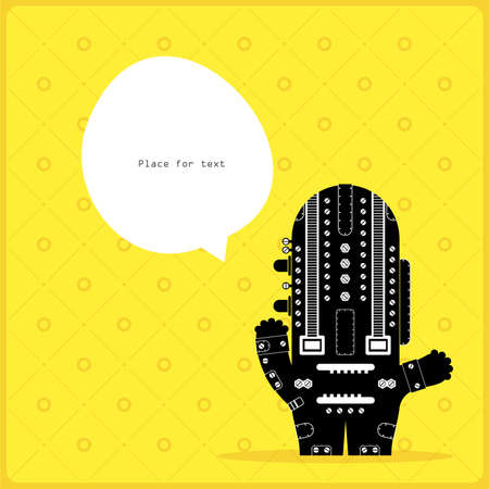 Cartoon monster with message cloudのイラスト素材