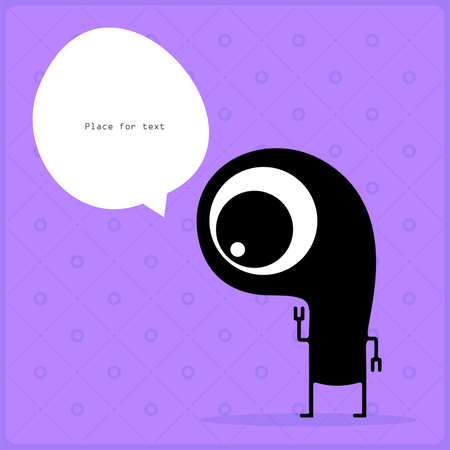 Cartoon monster with message cloudのイラスト素材