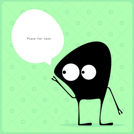 Cartoon monster with message cloudのイラスト素材
