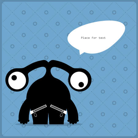 Cartoon monster with message cloudのイラスト素材