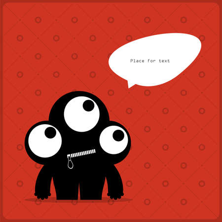 Cartoon monster with message cloudのイラスト素材