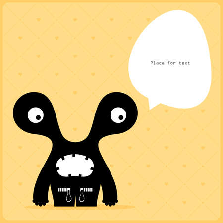 Cartoon monster with message cloudのイラスト素材
