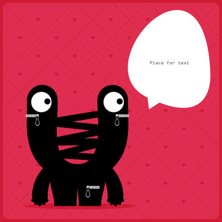 Cartoon monster with message cloudのイラスト素材