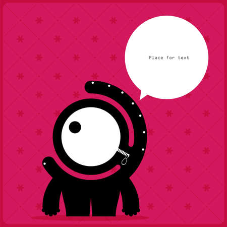 Cartoon monster with message cloudのイラスト素材
