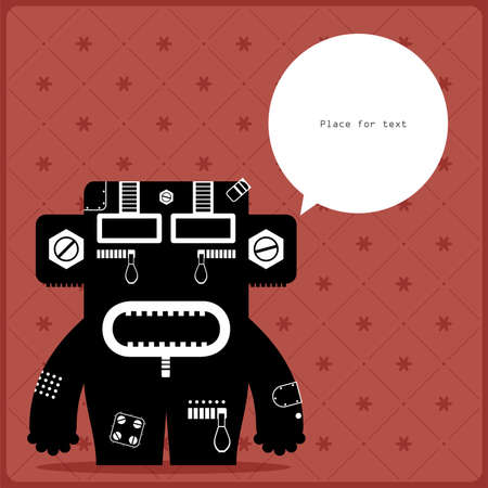 Cartoon monster with message cloudのイラスト素材