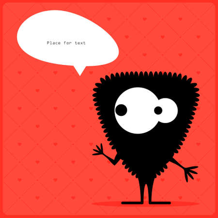 Cartoon monster with message cloudのイラスト素材