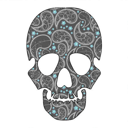 Floral skull on white grunge backgroundのイラスト素材