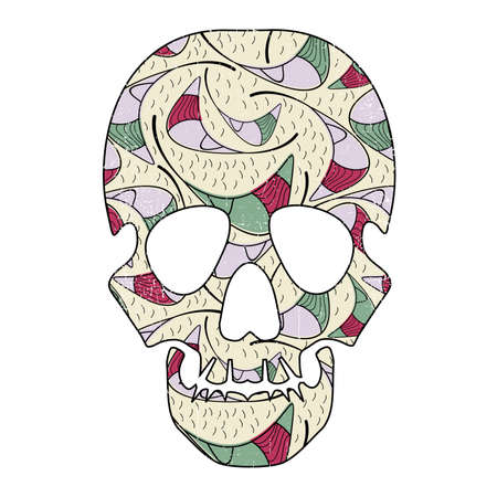 Floral skull isolated on white のイラスト素材