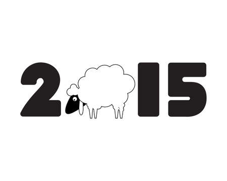 New year card with sheep and 2015 yearのイラスト素材