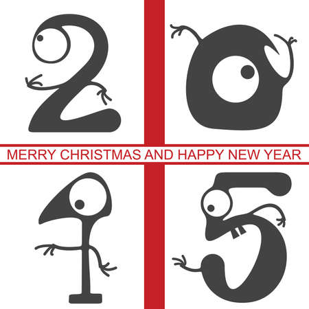 Cartoon 2015 New Year with monstersのイラスト素材