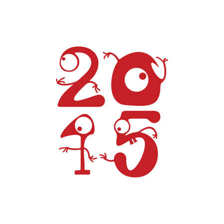 Cartoon 2015 New Year with monstersのイラスト素材