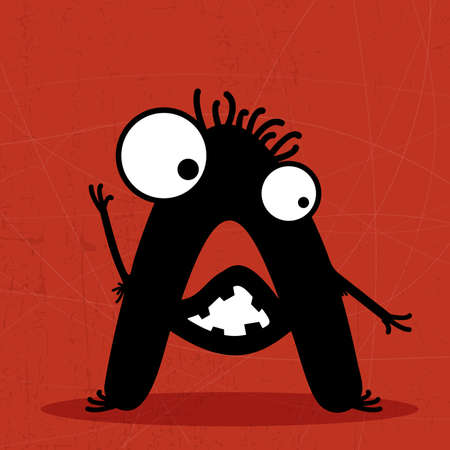 Letter A Monster on grunge background  vector illustrationのイラスト素材