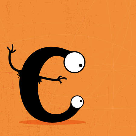 Letter C Monster on grunge background  vector illustrationのイラスト素材