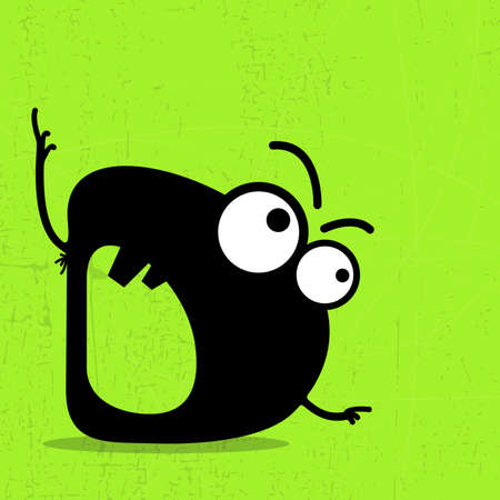 Letter D Monster on grunge background  vector illustrationのイラスト素材