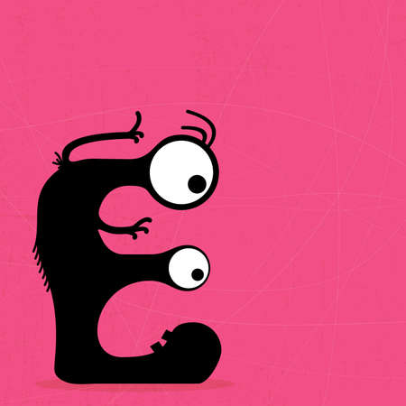 Letter E Monster on grunge background  vector illustrationのイラスト素材